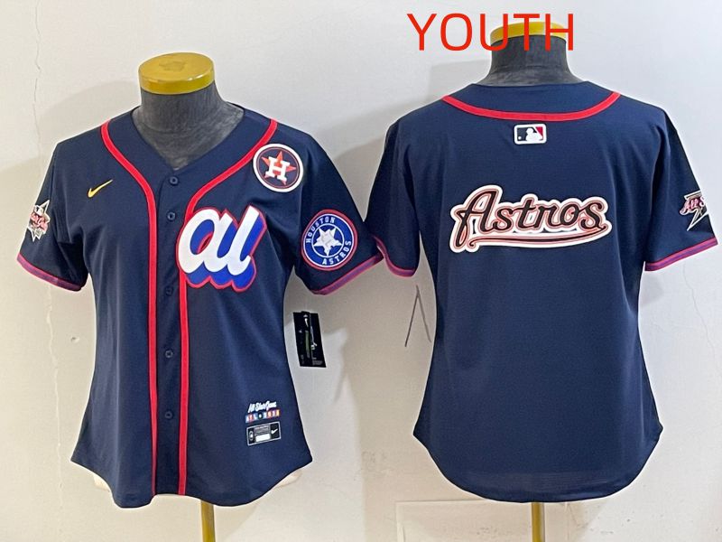 Youth 2025 Houston Astros Blank Drak Blue All star Nike MLB Jersey style 08->youth mlb jersey->Youth Jersey